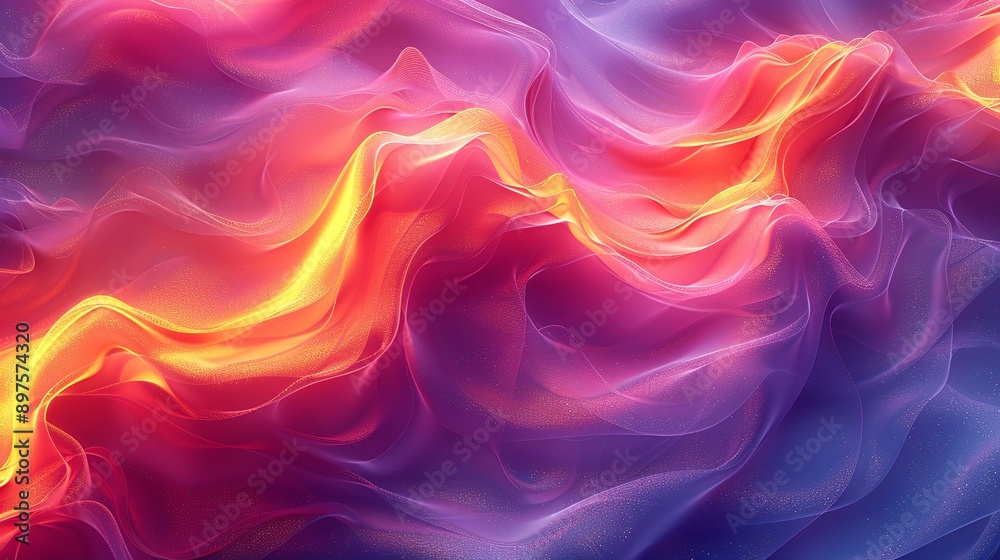 Obraz premium Glowing abstract background with vibrant, neon hues and a glossy, glossy surface that captivates with its resplendent and eye-catching colors. Watercolor style, high resolution Illustration, in the