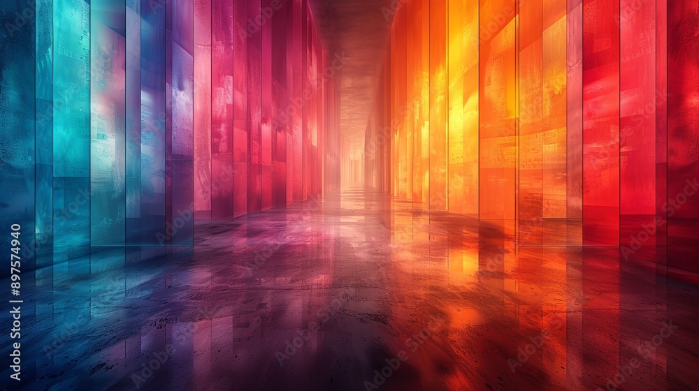 Glowing abstract background with vibrant, effervescent colors and prismatic patterns that create a resplendent and eye-catching visual display. Watercolor style, high resolution Illustration, in the Glowing abstract background with vibrant, effervescent colors and prismatic patterns that create a resplendent and eye-catching visual display. Watercolor style, high resolution Illustration, in the