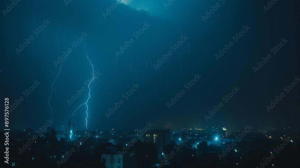 A dark cityscape illuminated by frequent lightning strikes under a stormy sky, highlighting the dramatic and powerful forces of nature. A dark cityscape illuminated by frequent lightning strikes under a stormy sky, highlighting the dramatic and powerful forces of nature.