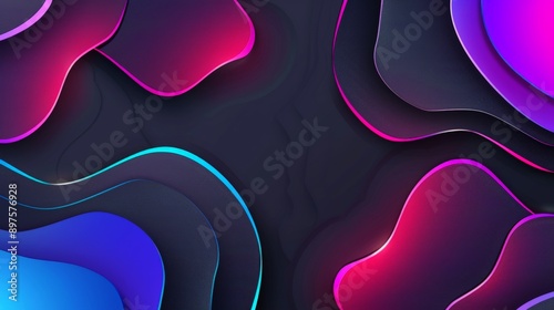 Wavy abstract background with neon glowing lines, creating a modern futuristic design