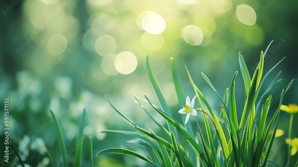 Fresh spring grass, with a bokeh effect in the background Fresh spring grass, with a bokeh effect in the background