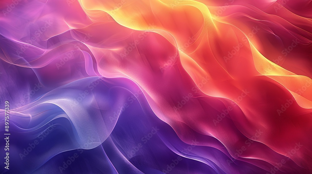 Obraz premium Glowing abstract background with vibrant, neon hues and a glossy, reflective surface that captivates with its resplendent and bold colors. Watercolor style, high resolution Illustration, in the style