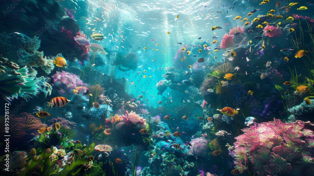 Fototapeta premium Future art prodigy working on a beautiful nature scene