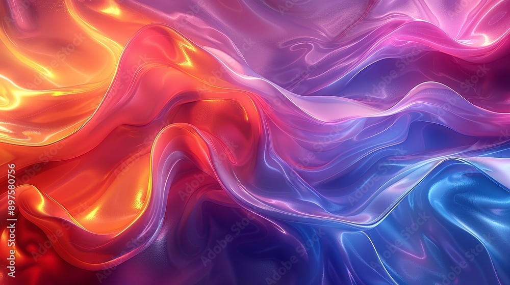Glowing abstract background with vibrant neon colors and a glossy, reflective surface that captivates with dynamic and eye-catching colors. Watercolor style, high resolution Illustration, in the Glowing abstract background with vibrant neon colors and a glossy, reflective surface that captivates with dynamic and eye-catching colors. Watercolor style, high resolution Illustration, in the