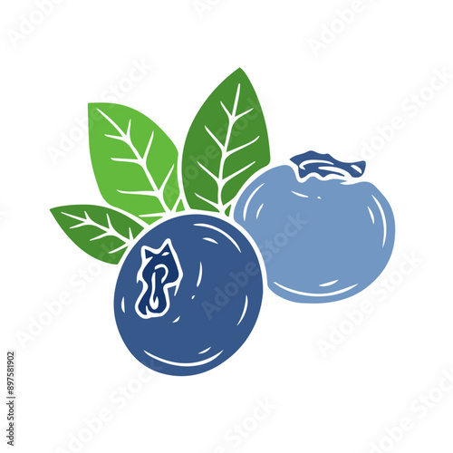 Ripe wild blueberries. Vector graphics.