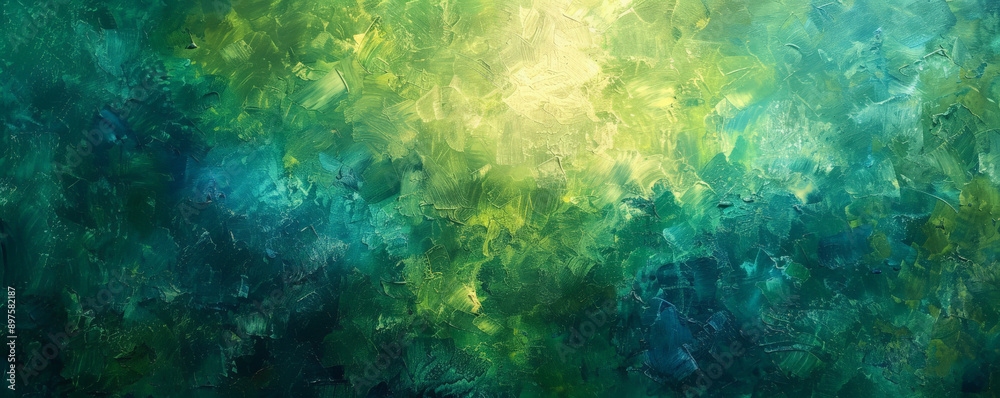 Abstract oil painting with luminous green and blue textures. The glowing colors merge seamlessly, creating a serene and calming visual experience that emphasizes the depth of the oil paint texture. Abstract oil painting with luminous green and blue textures. The glowing colors merge seamlessly, creating a serene and calming visual experience that emphasizes the depth of the oil paint texture.