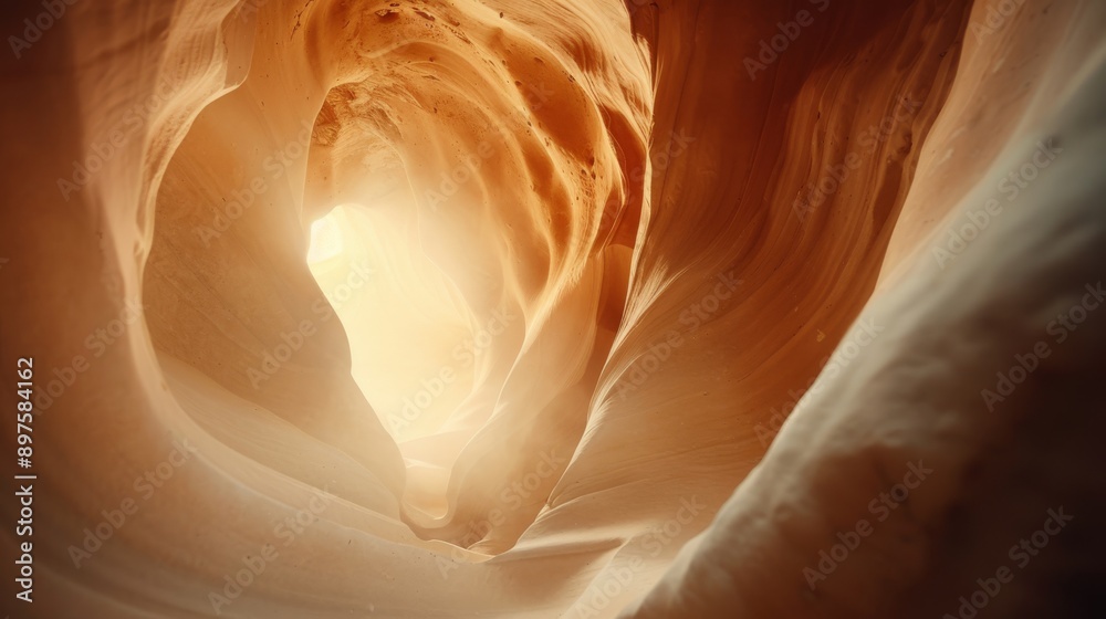 The cave exudes a mystical vibe with glowing light and smooth sandstone walls, creating an enchanting atmosphere The cave exudes a mystical vibe with glowing light and smooth sandstone walls, creating an enchanting atmosphere