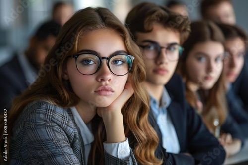 Diverse and beautiful young businesspeople looking tired and bored during a meeting in the office.