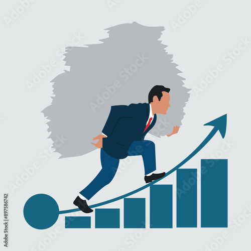 business man struggling for success,  physical and mental  pressure, achivement