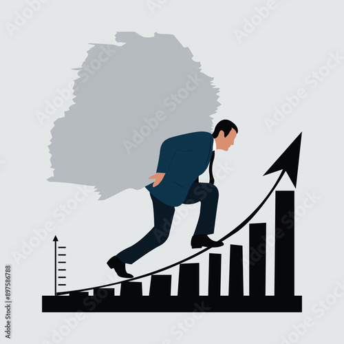 business man struggling for success,  physical and mental  pressure, achivement