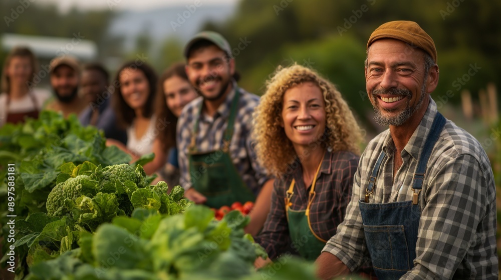 diverse group of farmers working together to produce sustainable food diverse group of farmers working together to produce sustainable food