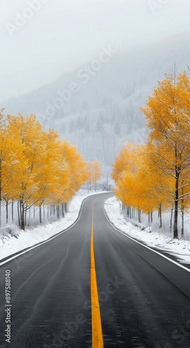 Winding Road Through Snowy Forest