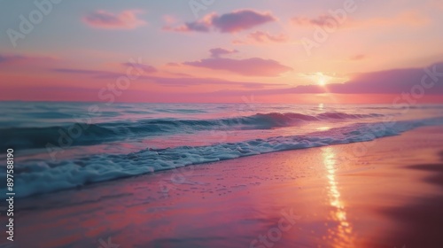 Sunset Over Ocean Waves