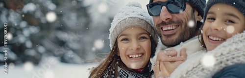 Happy Family In The Snow