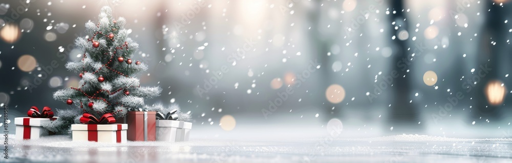Christmas Gifts Under a Snowy Tree Christmas Gifts Under a Snowy Tree