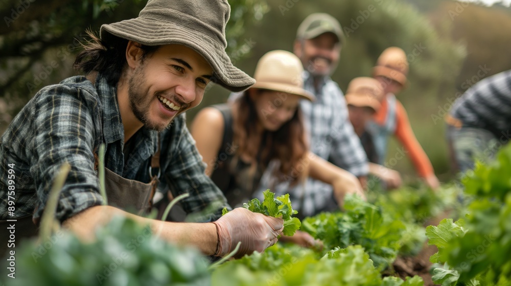 diverse group of farmers working together to produce sustainable food diverse group of farmers working together to produce sustainable food