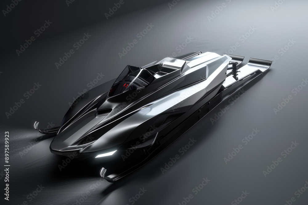 An image showcasing a sleek, aerodynamically designed racing sled, emphasizing its high-performance features and cutting-edge materials - Generative AI An image showcasing a sleek, aerodynamically designed racing sled, emphasizing its high-performance features and cutting-edge materials - Generative AI