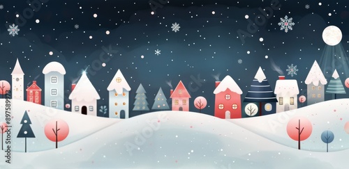 Snowy Village Night