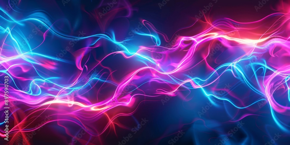 Vibrant neon light waves form an abstract background, radiating cosmic beauty with vivid colors and dynamic design Vibrant neon light waves form an abstract background, radiating cosmic beauty with vivid colors and dynamic design