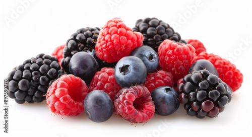 Close-Up of Blackberries and Raspberries