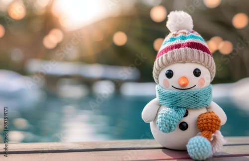 Snowman Near Pool