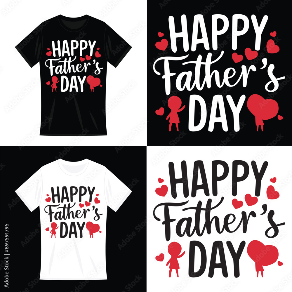 Naklejka premium Happy Father's Day T-shirt design template
