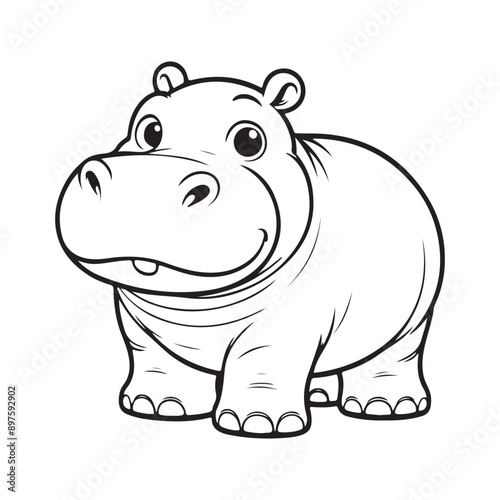 Hippopotamus line art vector illustration photo