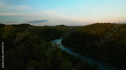 Beautiful Drone Aerial of Cumberland Falls, Little Niagara, Niagara of the South, Kentucky photo