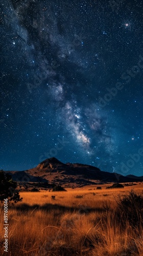 A starry night with the Milky Way over a mountain range