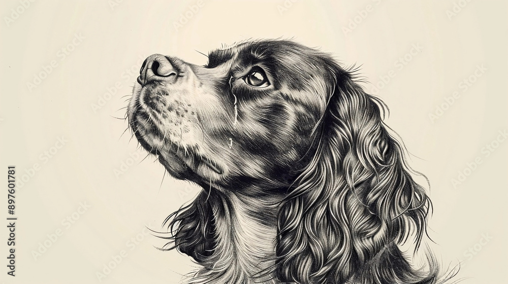 Emotional Sketch of a Dog with Tear Emotional Sketch of a Dog with Tear