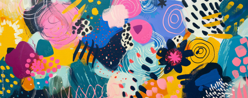 A playful abstract texture with bright colors and whimsical patterns, ideal for creating fun and lively wall decor that brightens any room. A playful abstract texture with bright colors and whimsical patterns, ideal for creating fun and lively wall decor that brightens any room.
