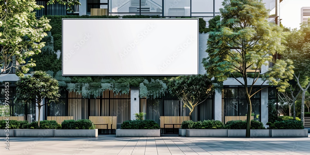 Luxurious white billboard mockup on the facade of a modern building
Luxurious white billboard mockup on the facade of a modern building