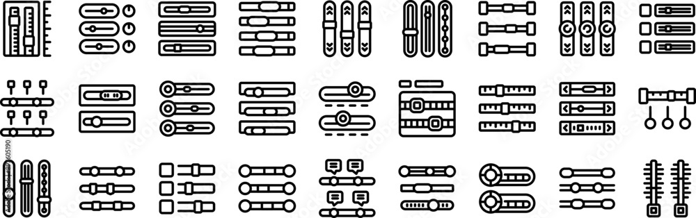 Scrollbar icons set. Collection of adjuster icons featuring different styles and variations, ideal for representing concepts related to adjusting, modifying, and customizing settings Scrollbar icons set. Collection of adjuster icons featuring different styles and variations, ideal for representing concepts related to adjusting, modifying, and customizing settings