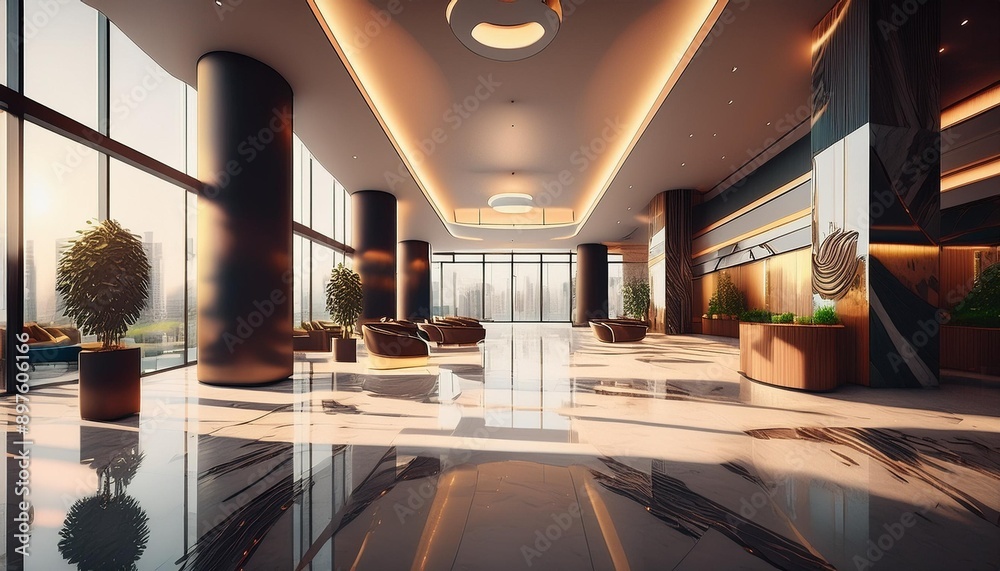 Corporate building lobby reception information desk Corporate building lobby reception information desk