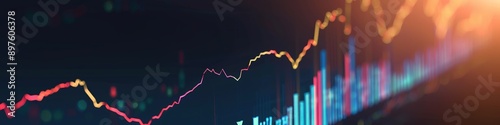 Minimalist stock chart with a smooth upward slope, highlighting a consistent rise in prices. photo