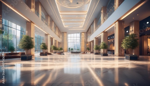 Corporate building lobby reception information desk