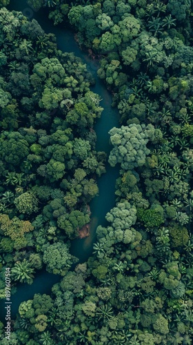 A river snakes through a vibrant green forest