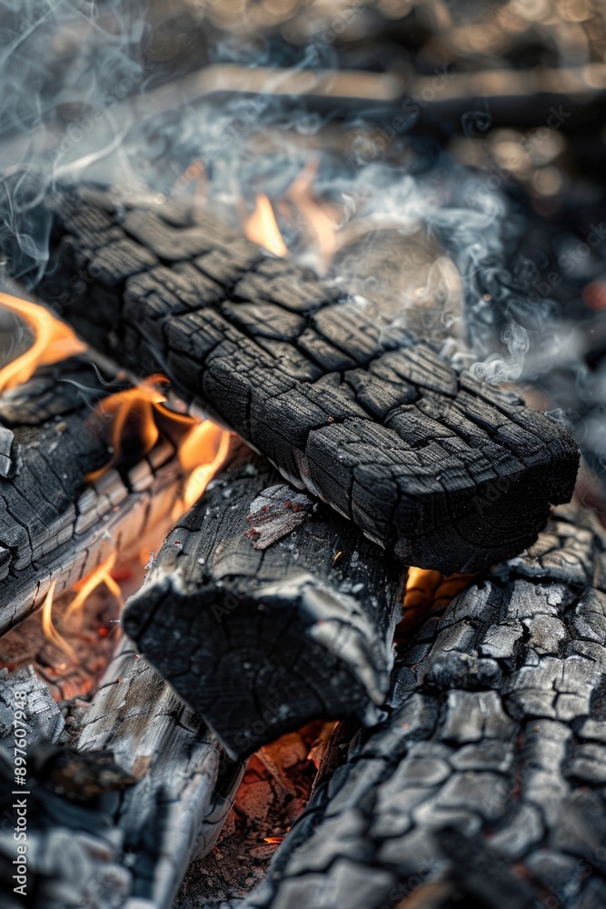 Woodpile with fire Woodpile with fire
