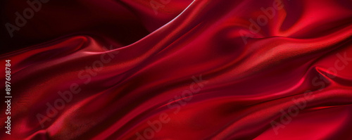 A rich red background with a satin-like texture, creating a luxurious and elegant appearance.