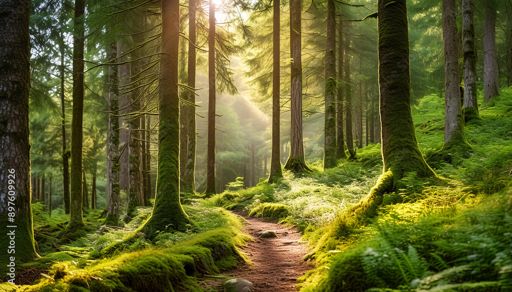 Obraz premium 森林浴 自然 背景画像 Generative AI