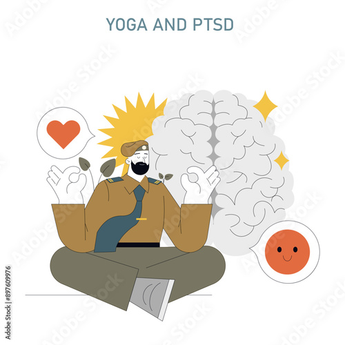 PTSD Prevention in First Responders. Flat Vector Illustration