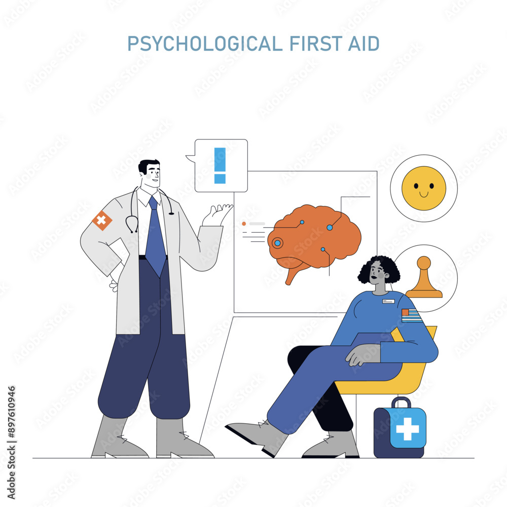 Disaster Psychology. Flat Vector Illustration Disaster Psychology. Flat Vector Illustration