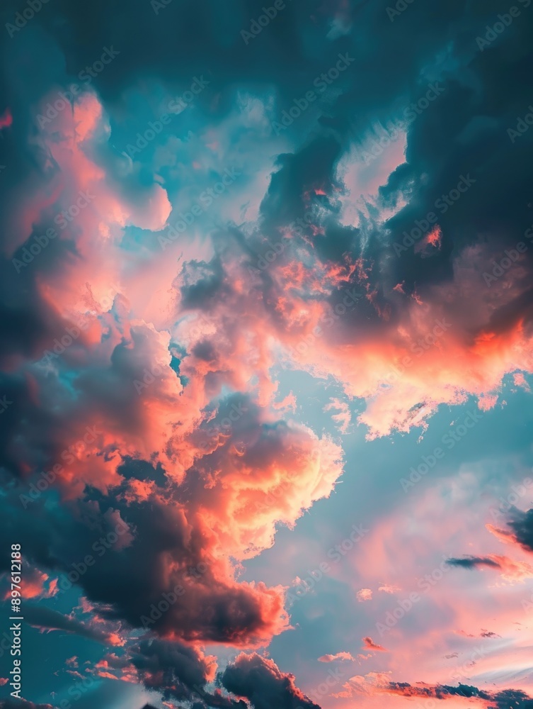 Plane flying through clouds at sunset Plane flying through clouds at sunset