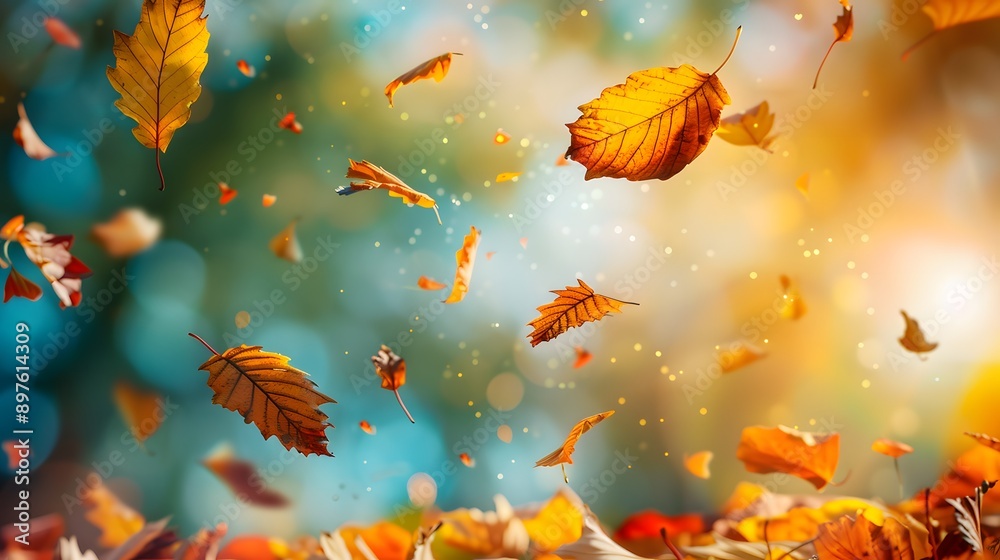 Autumn leaves flying and falling isolated on background Autumn leaves flying and falling isolated on background