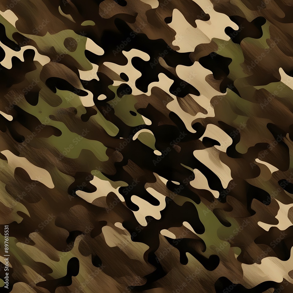 Naklejka premium army camouflage pattern green texture khaki background
