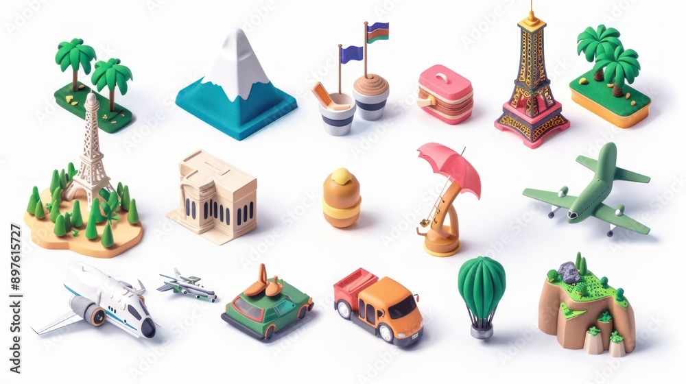 3D Miniature Models of Travel Destinations and Vehicles 3D Miniature Models of Travel Destinations and Vehicles