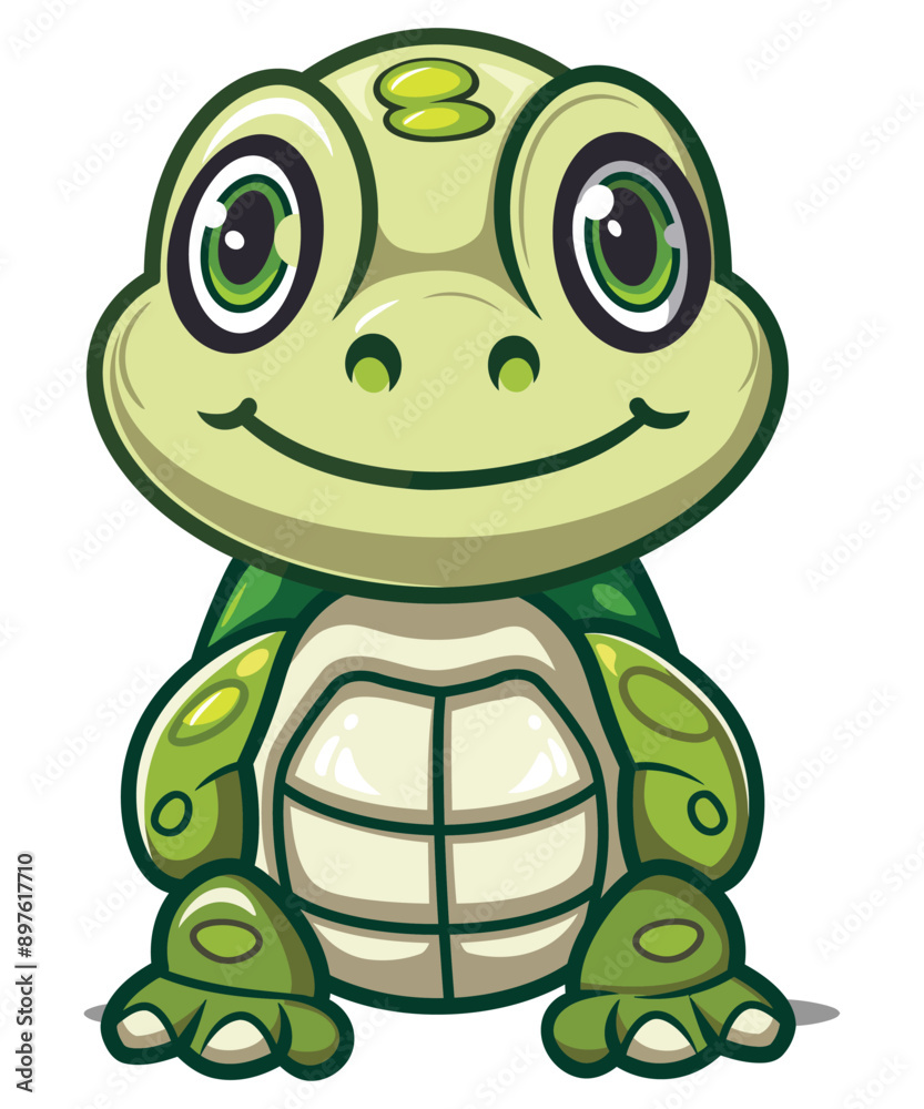 Fototapeta premium Cute Cartoon Turtle, Cute Turtle Cartoon Character