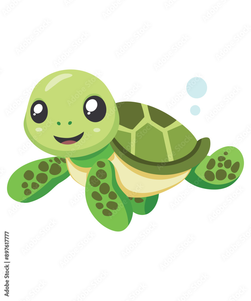 Fototapeta premium Cute Cartoon Turtle, Cute Turtle Cartoon Character