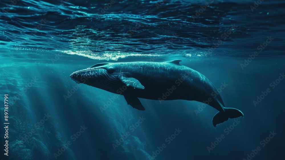 Obraz premium Bowed swimmer Whale