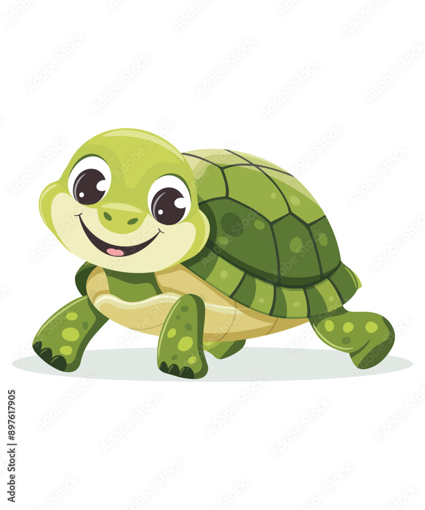Fototapeta premium Cute Cartoon Turtle, Cute Turtle Cartoon Character
